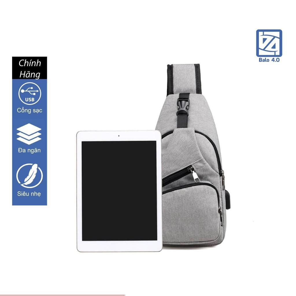 Túi đeo chéo nam nữ thời trang 4 ngăn có cổng USB 208204
