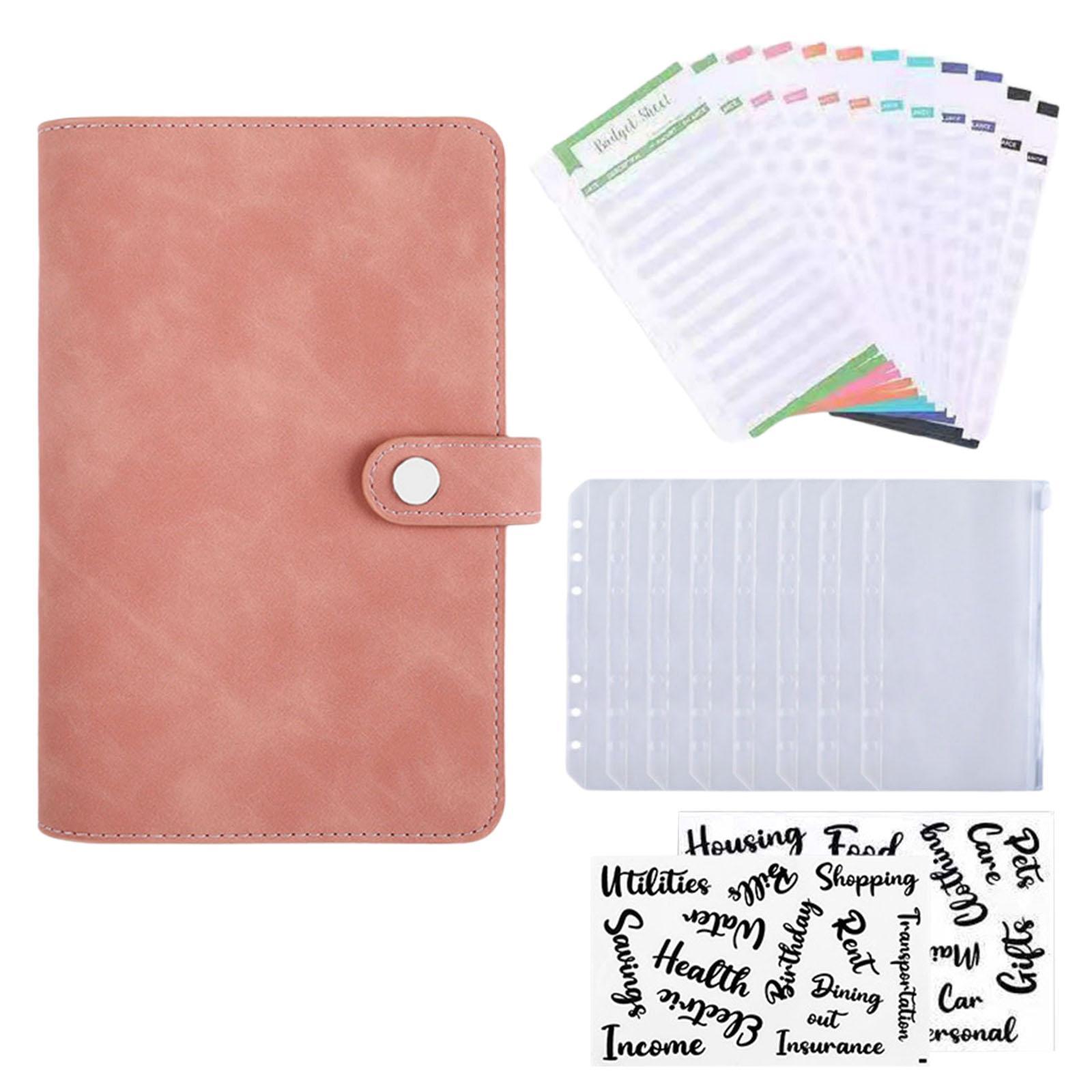 A6 Cash Envelopes Binder Wallet, PU Leather Budget Planner Notebook with 8Pcs Zipper Pockets,Coupon Organizer Lose Leaf Cash Binder for Budgeting