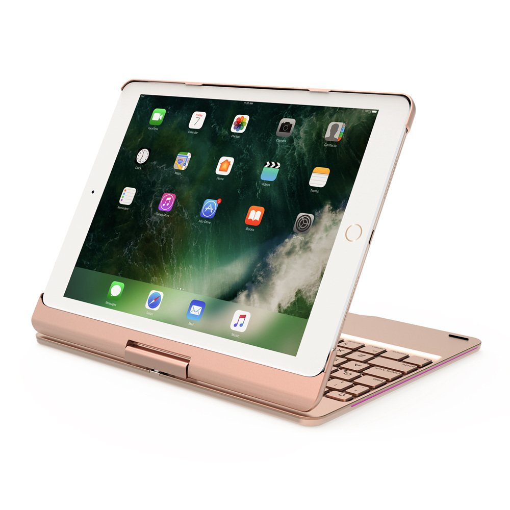 Bàn phím Bluetooth cao cấp F360 xoay 360 độ cho iPad Pro 10.5 inch/ Air 3 - Bàn phím led 7 màu