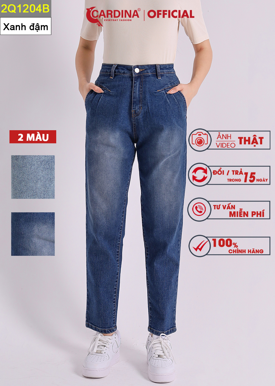 Quần Jeans Nữ CARDINA Cao Cấp Dáng Baggy Cài Khuy Có Khóa Kéo 2Q12  (Không Kèm Áo)