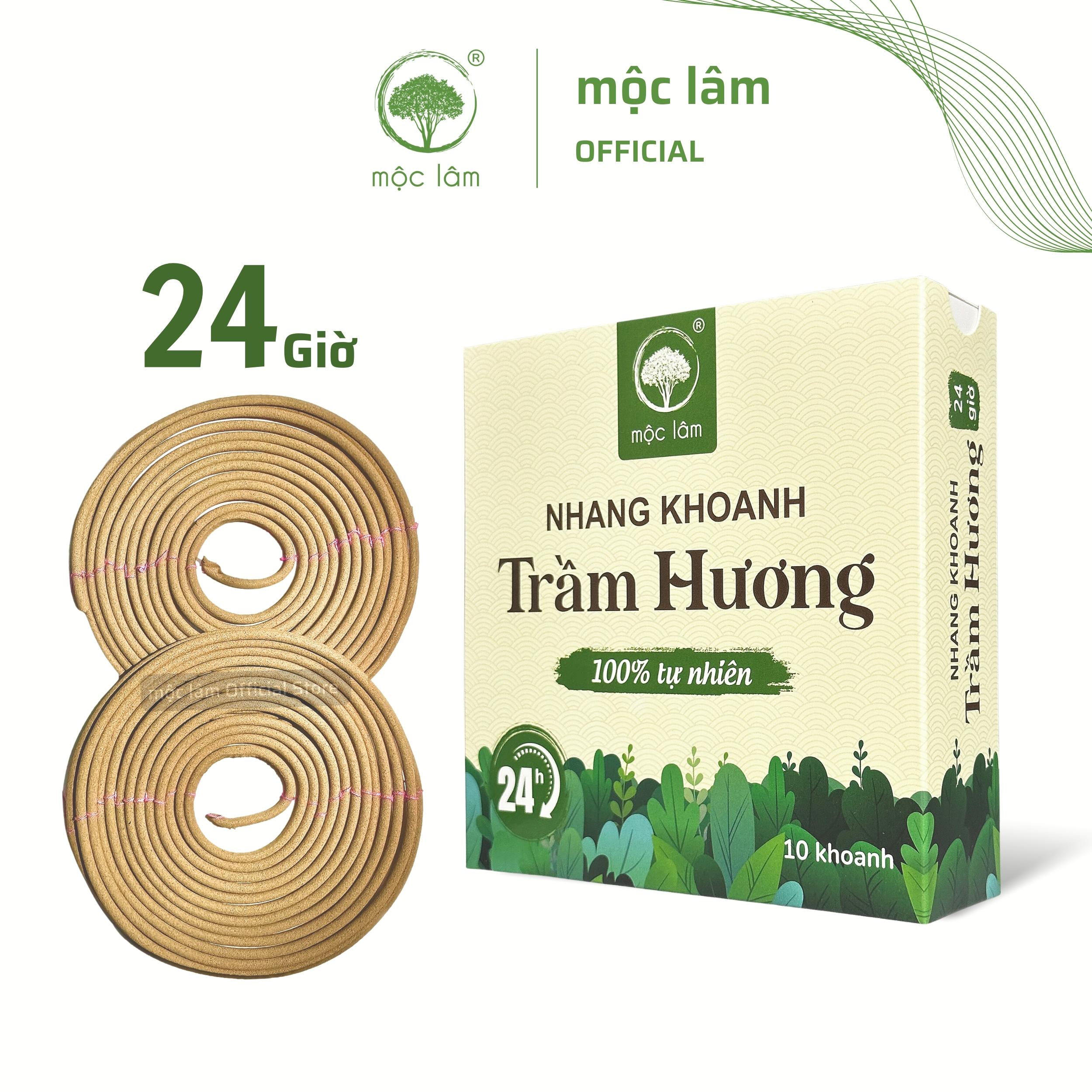 Nhang Khoanh Trầm Hương 24Giờ 10Khoanh MỘC LÂM Nhang Vòng 100% Tự Nhiên