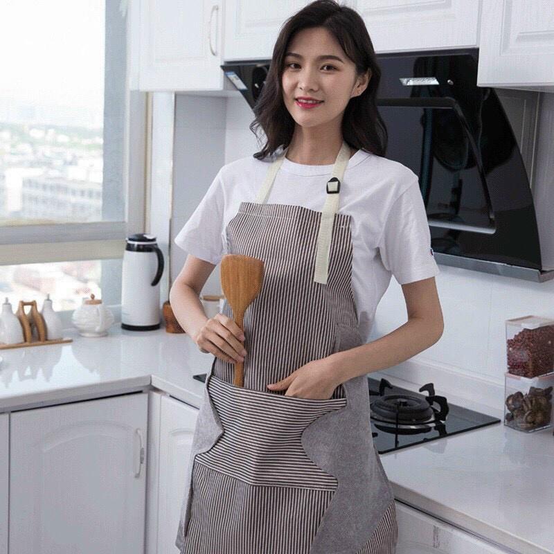 TẠP DỀTẠP DỀ NẤU ĂN HÌNH KẺ SỌC CHỐNG THẤM NƯỚC DẦU MỠ CÓ KHĂN LAU BÊN HÔNG TIỆN LỢI