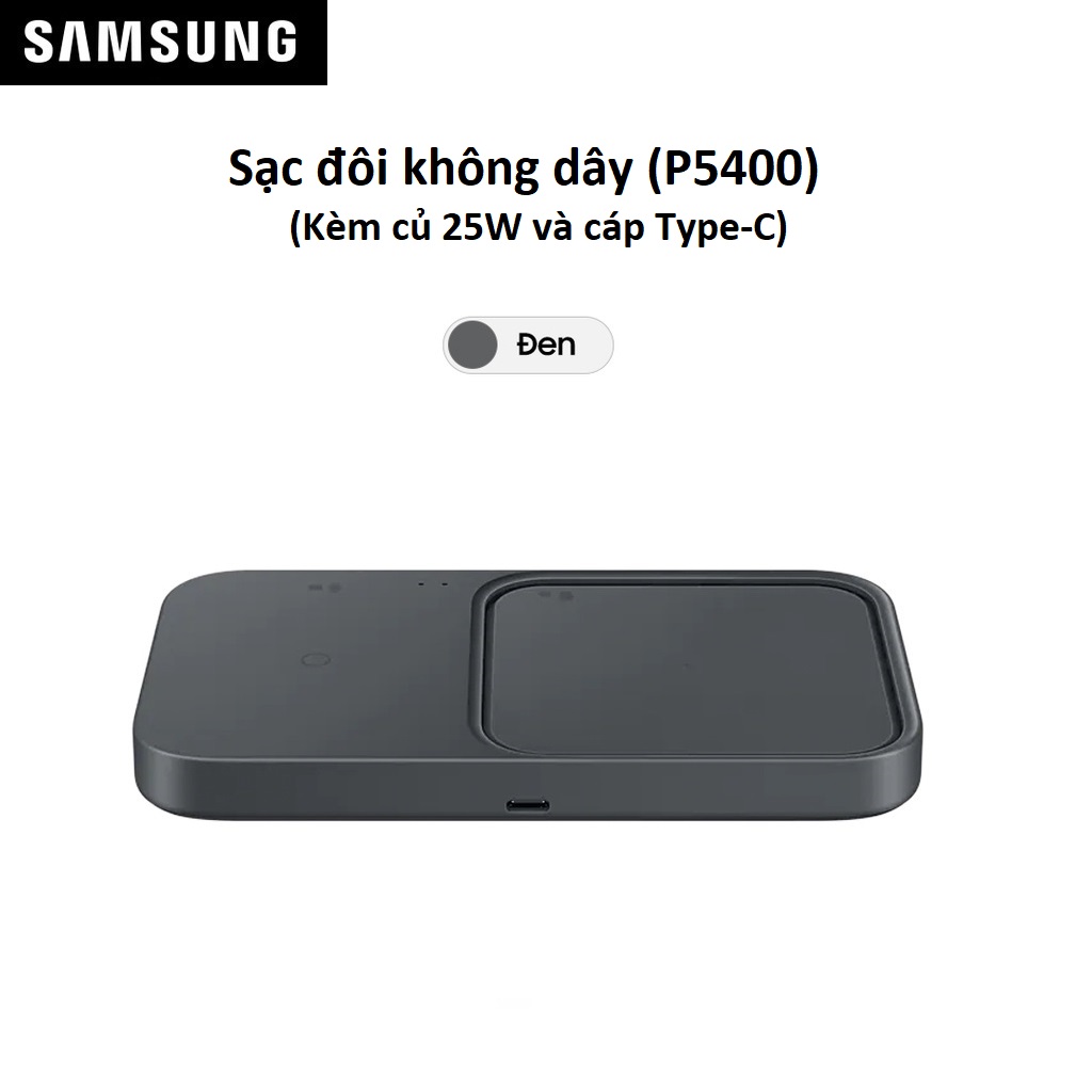 Đế sạc đôi không dây Samsung 15W (kèm củ 25W và cáp USB-C) EP-P5400 - Hàng Chính Hãng