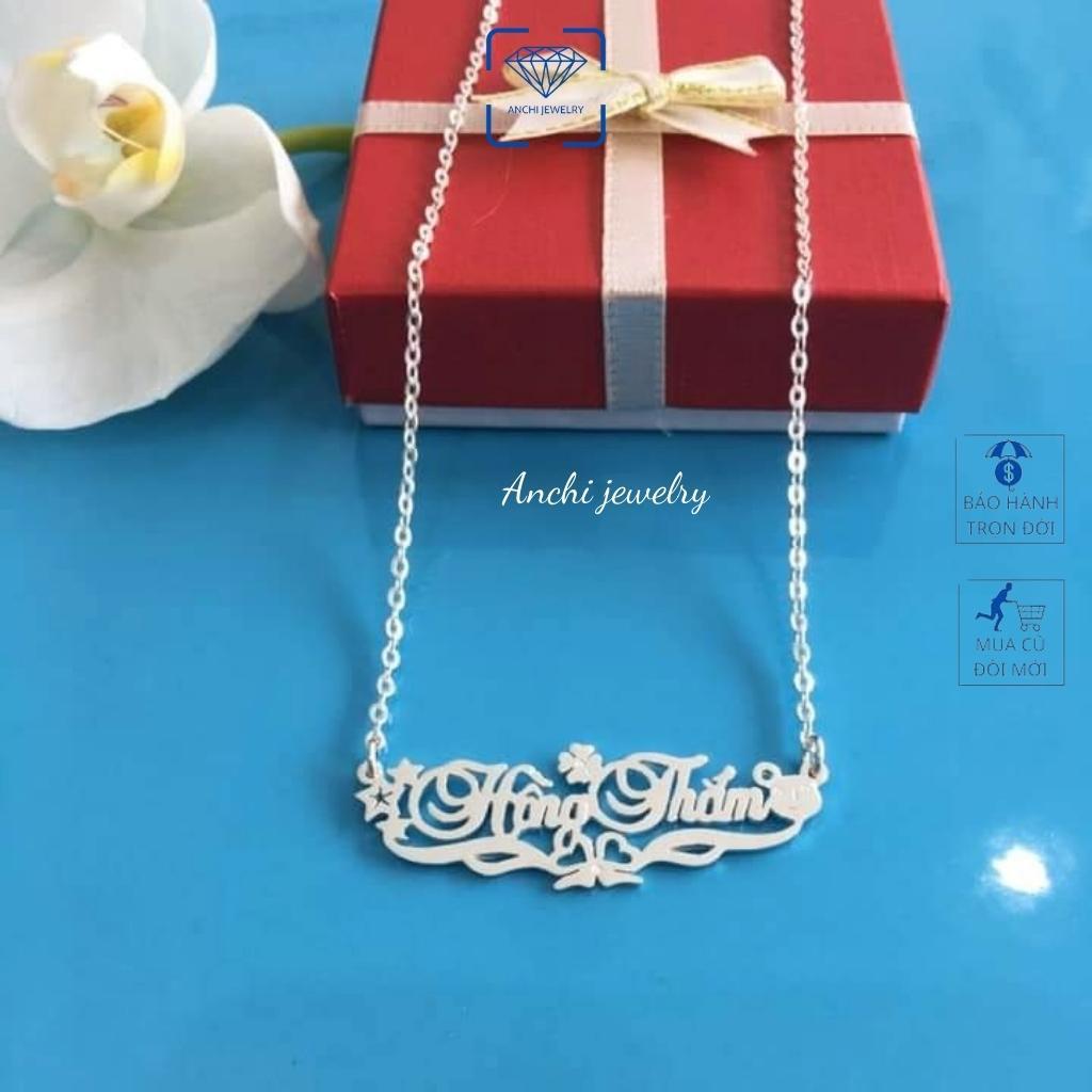 Vòng cổ khắc tên theo yêu cầu, vòng bạc nữ mẫu mới lạ trẻ trung, trang sức bạc Anchi jewelry