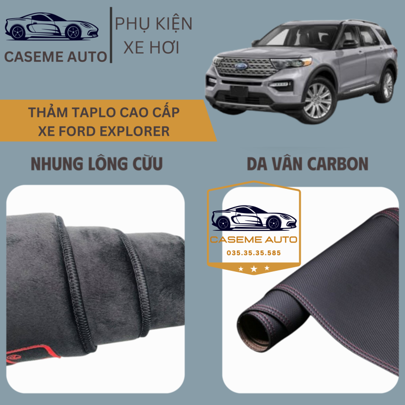 [FORD EXPLORER] Thảm Taplo 3 Lớp Dành Cho Xe FORD EXPLORER, Nhung Lông Cừu Và Da Vân Carbon Cao Cấp - Hàng Chính Hãng