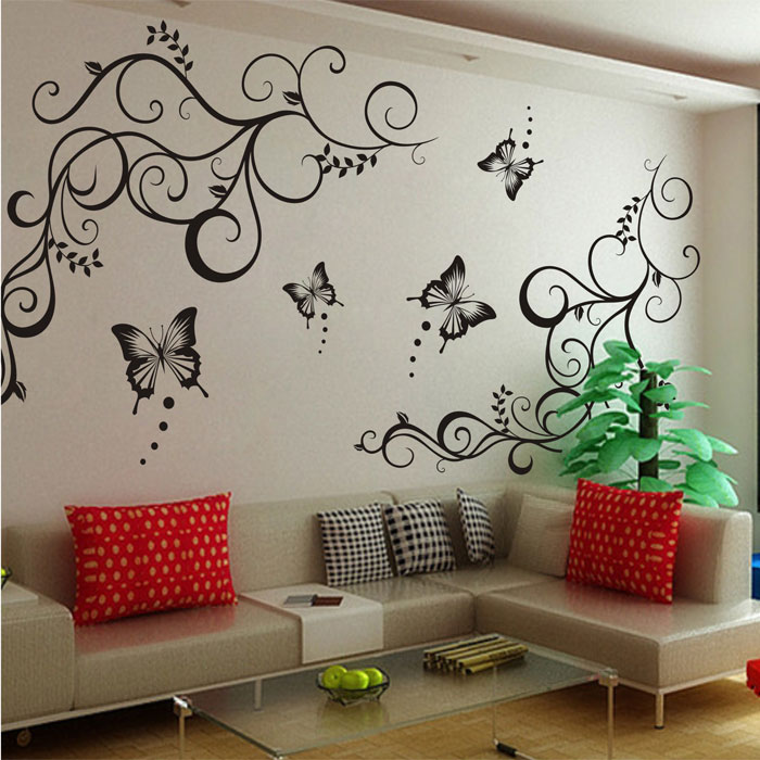 Mua Removeable Vinyl Wall Decal Stickers Butterfly Flower Leaf ...