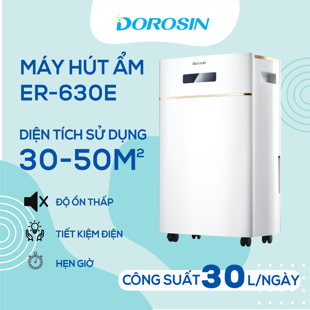 Máy hút ẩm gia dụng chính hãng Dorosin 630E /Công suất hút ẩm 30 lít /ngày/ Cảm ứng điện tử thông minh