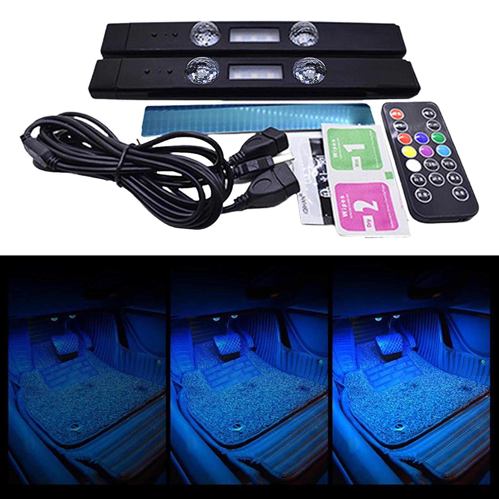 Car Interior Lights 2pcs LED USB 7 Colors RGB Atmosphere Lights Set