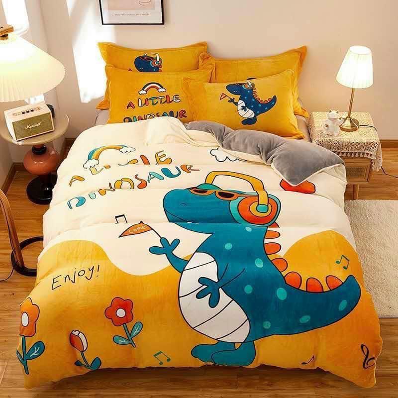 Bộ Chăn Ga Gối Nỉ Nhung Hình 3D Mẫu Mới 2021