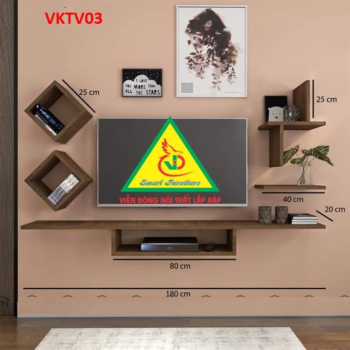 Bộ Kệ Ti Vi Treo Tường Trang Trí VKTV03- Nội Thất Lắp Ráp Viendong Adv