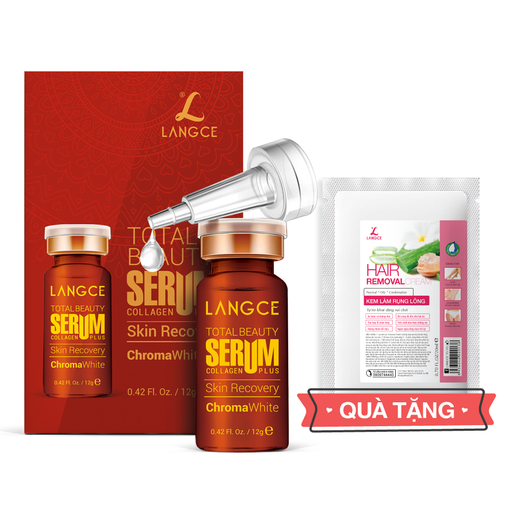 Serum Tảo Biển Đỏ Collagen Chữa Nám - Tàn Nhang - Đồi Mồi 12ml TẶNG Kem Làm Rụng Lông Trắng Da 20ml LANGCE