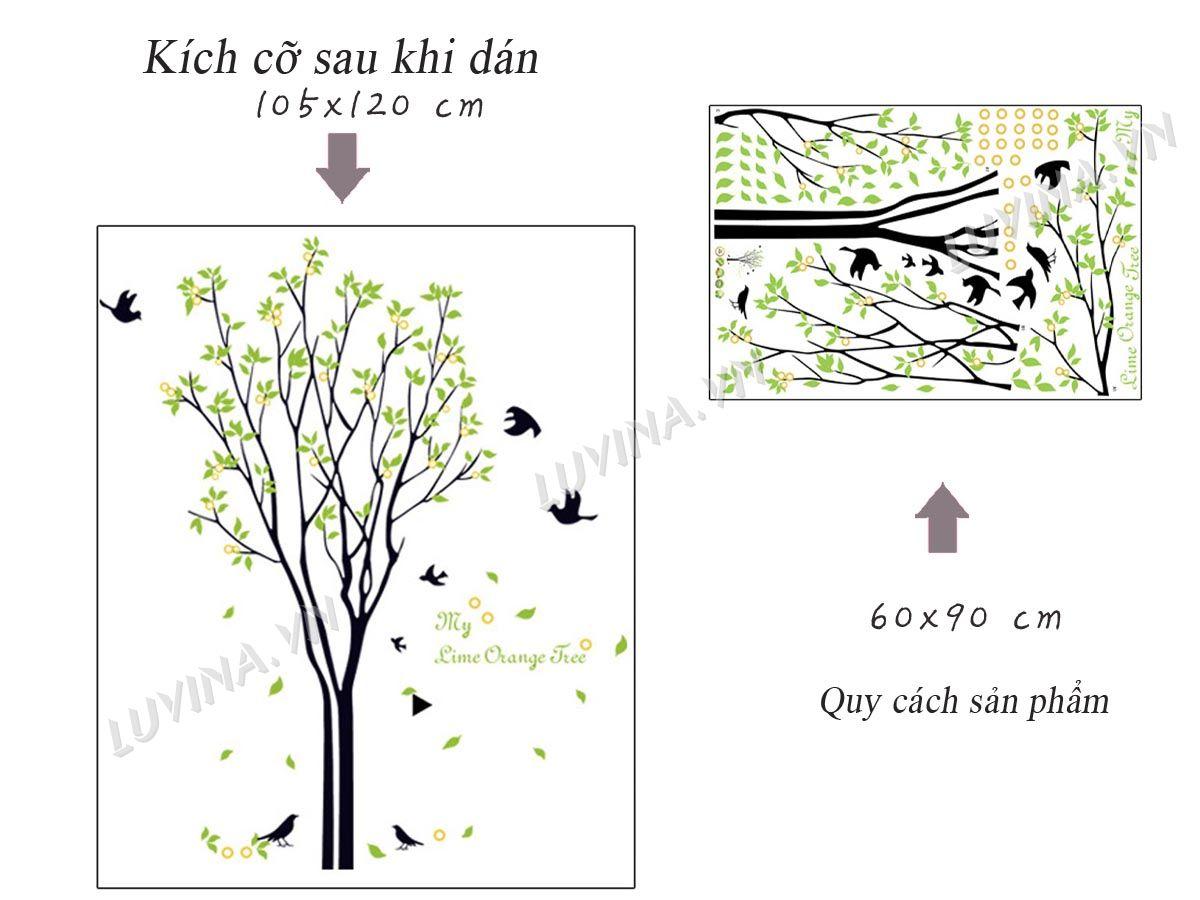 DECAL DÁN TƯỜNG CÂY XANH HOA VÀNG NHỎ