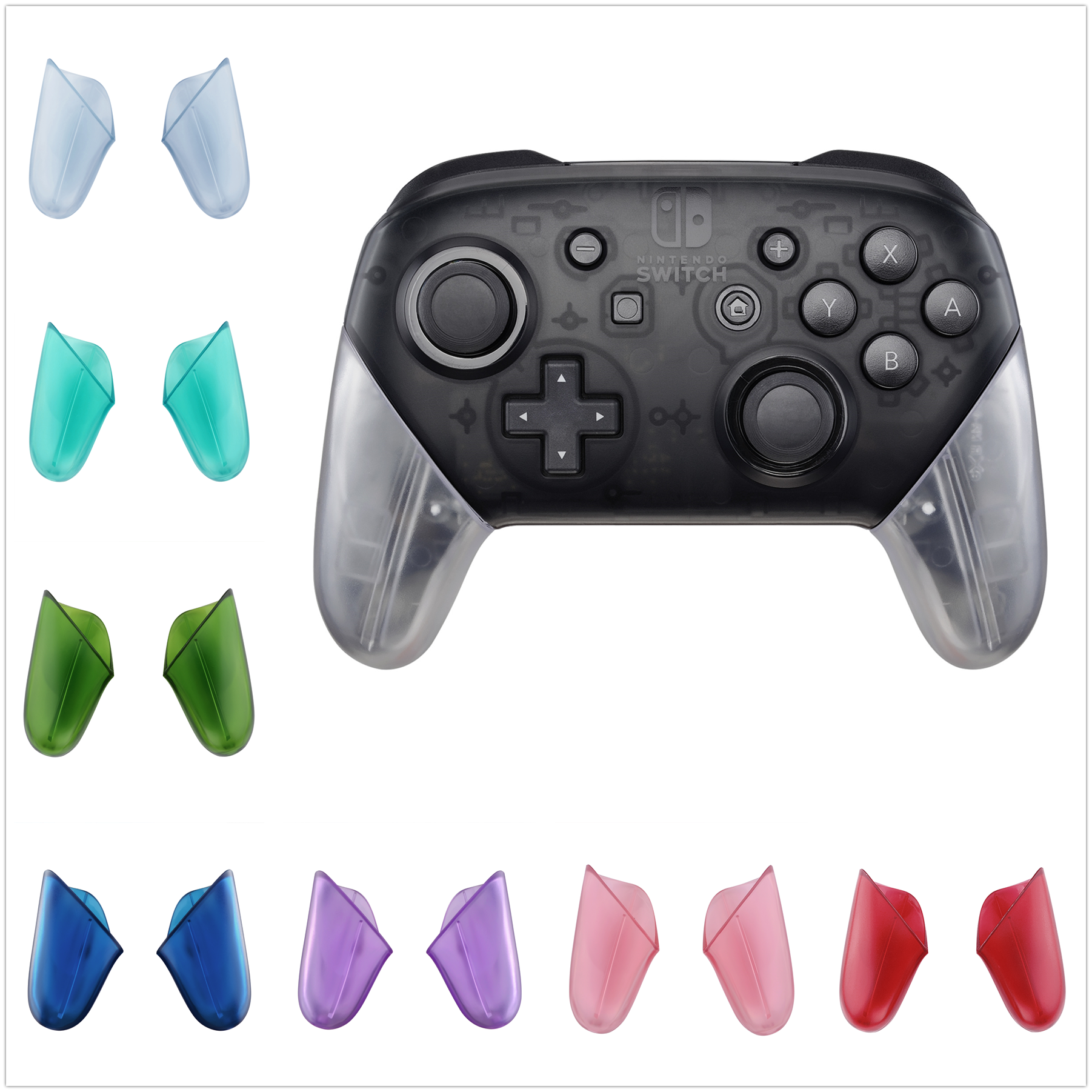 Vỏ tay cầm thay thế trong suốt eXtremeRate Transparent Clear cho Bộ điều khiển Nintendo Switch Pro - Nhiều màu Màu sắc: Đỏ