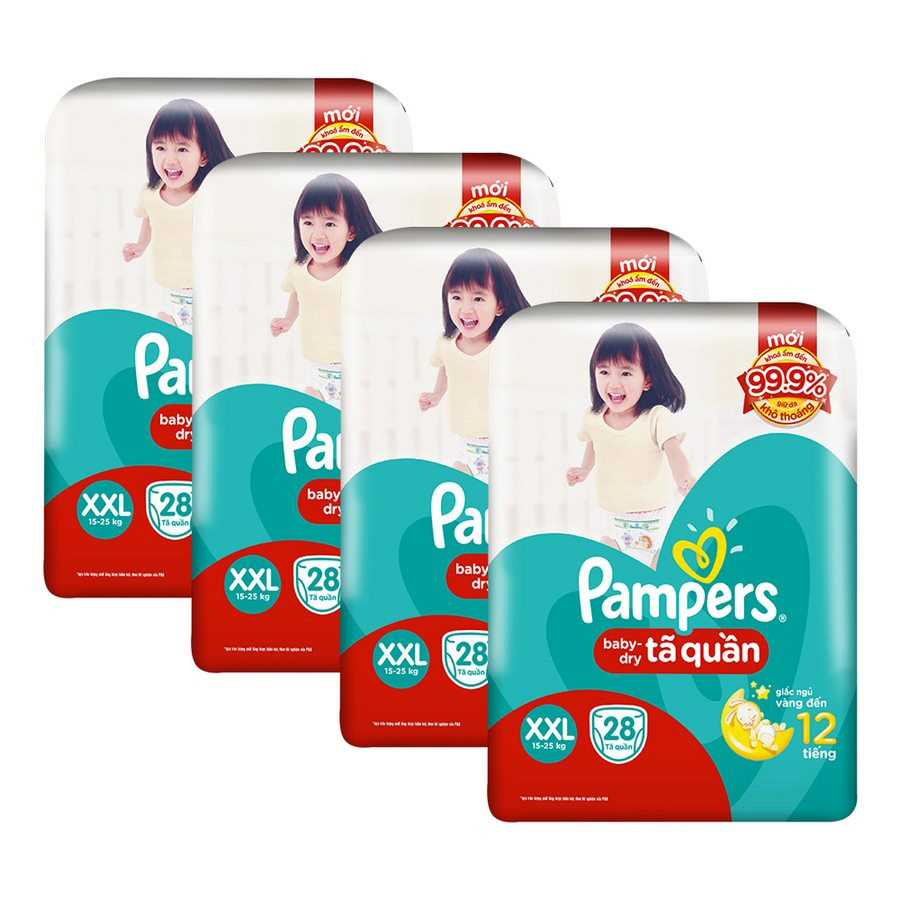 Combo 4 Gói Tã Quần Pampers Giữ Dáng Mới Gói Lớn XXL28