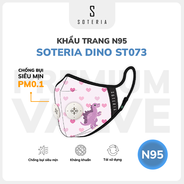 Khẩu trang thời trang Soteria Dino ST073 - N95 lọc hơn 99% bụi mịn 0.1 micro