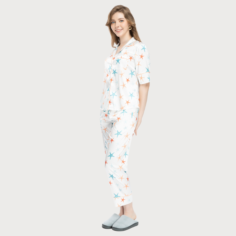 Bộ Pijama dài nữ Vera Satin in full tay ngắn  - 0486