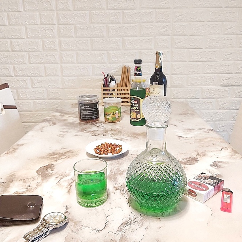 Chai Đựng Rượu Thủy Tinh 1 Lít mẫu bầu tròn giác kim cương – Vỏ Chai Rượu Đẹp - Bình Đựng Ruou 1000ML siêu trong