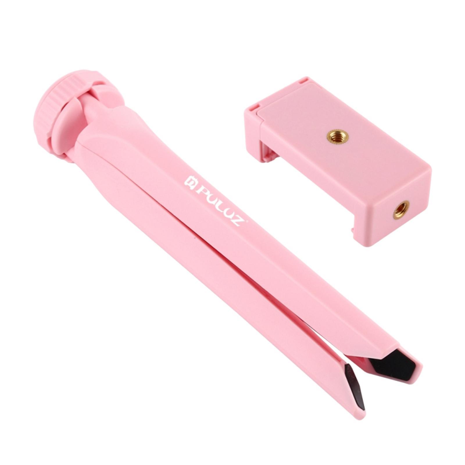 Mini Tripod Camera Mount Stand Mobile Phone Clamp Holder 1/4'' Pink