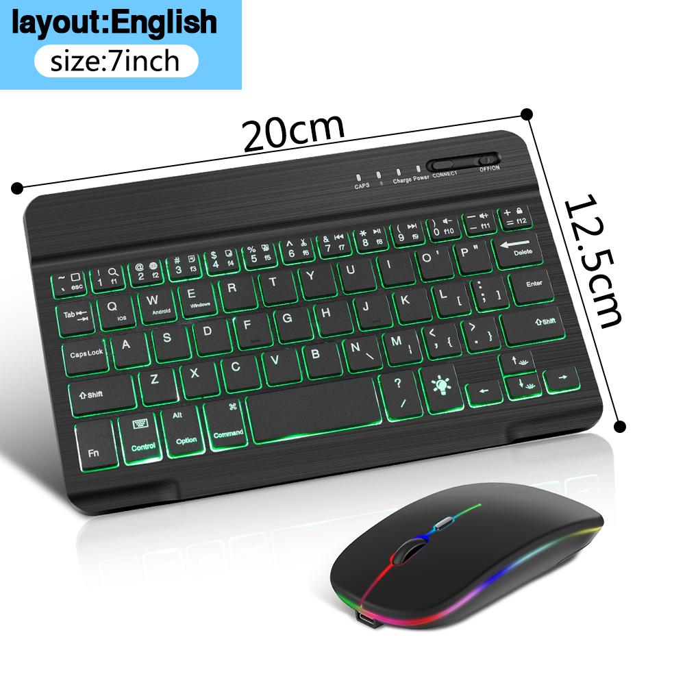 RGB Bàn Phím Bluetooth Và Chuột Sạc Không Dây Bàn Phím Chuột Nga Spainsh Đèn Nền Bàn Phím Cho Máy Tính Bảng Ipad Laptop