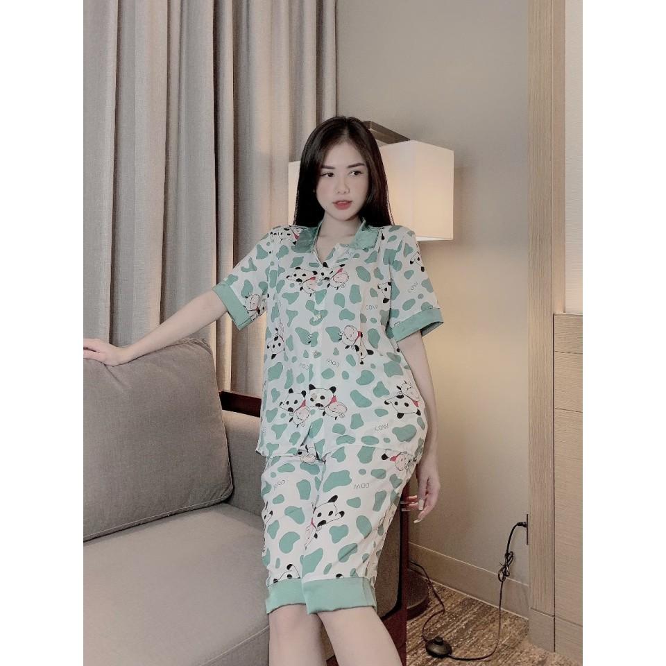 Đồ bộ nữ pijama tay ngắn quần lửng nhiều màu, Họa Tiết dễ thương Ulzzang Hot Trend