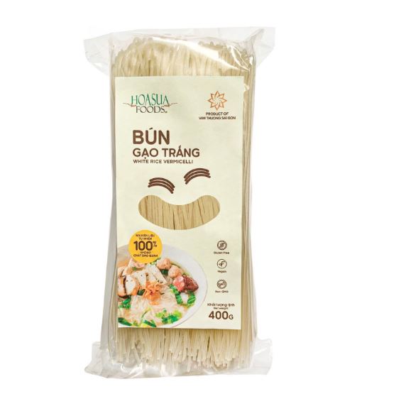 Bún gạo trắng Hoa Sữa  Foods túi 400g - hoàn toàn từ gạo sạch, an toàn, phù hợp ăn chay, thực dưỡng