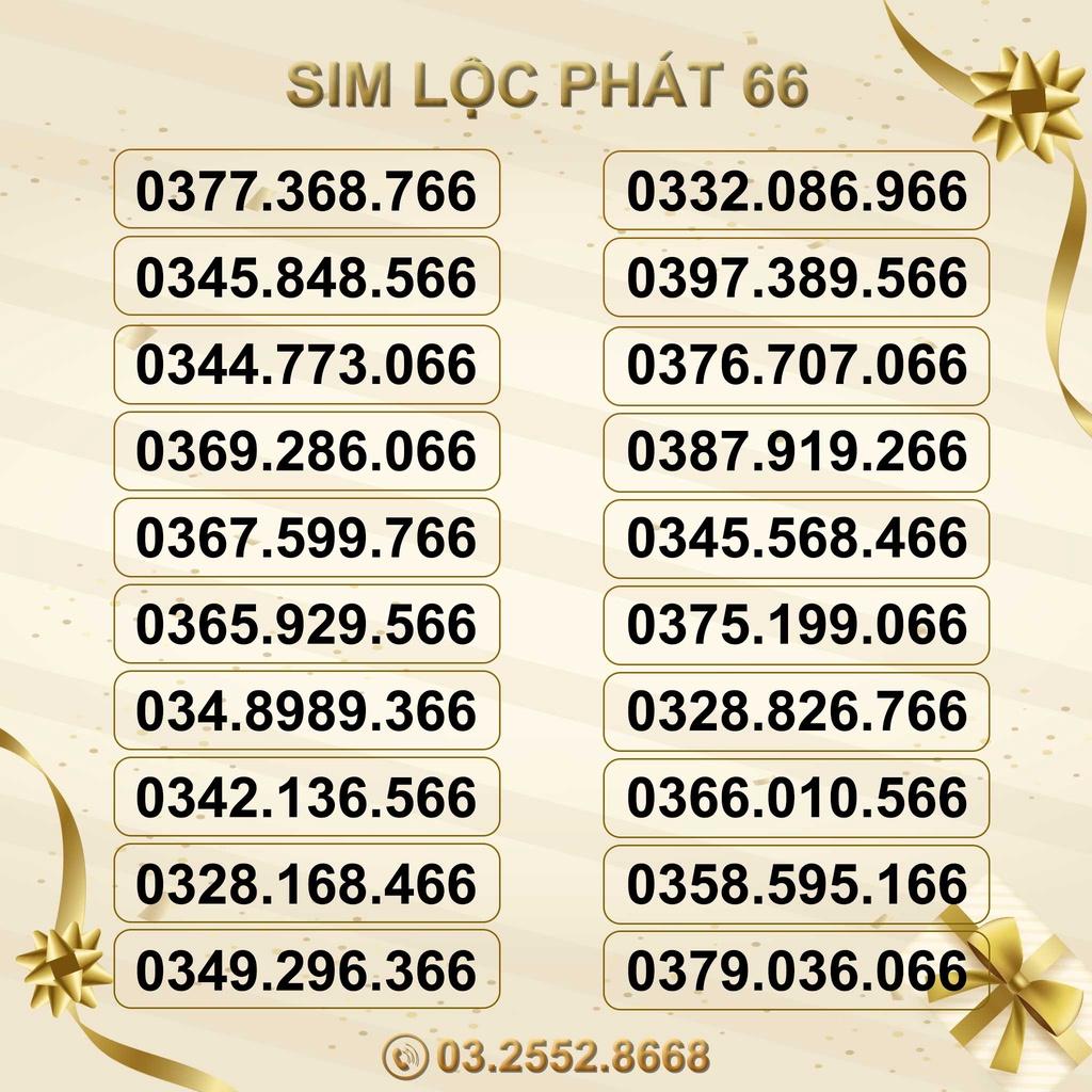 Sim Số Đẹp Lộc Phát Đuôi 66 Viettel List 2, Giá Cực Rẻ, HỖ TRỢ ĐĂNG KÝ CHÍNH CHỦ-HÀNG CHÍNH HÃNG