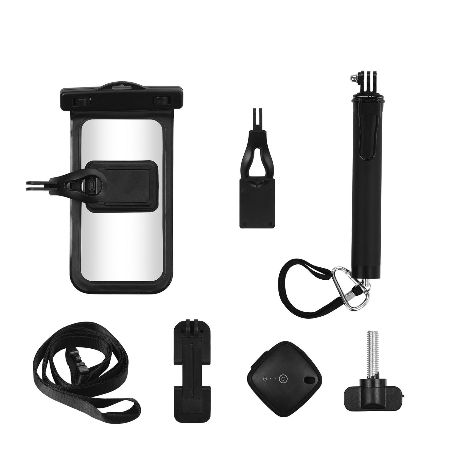 Túi đựng điện thoại di động & Gậy chụp ảnh tự sướng không thấm nước có thể mở rộng với dây điều khiển từ xa BT để đi bơi trên bãi biển