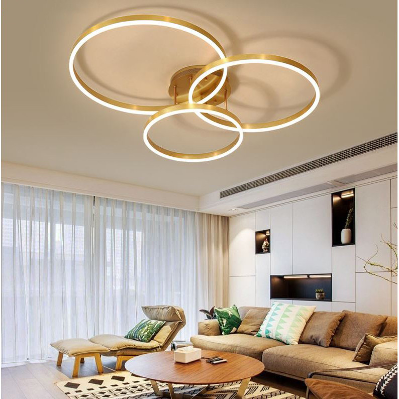 Đèn trần SAHES kiểu dáng hiện đại trang trí nhà cửa cao cấp với 3 chế độ ánh sáng kèm điều khiển .