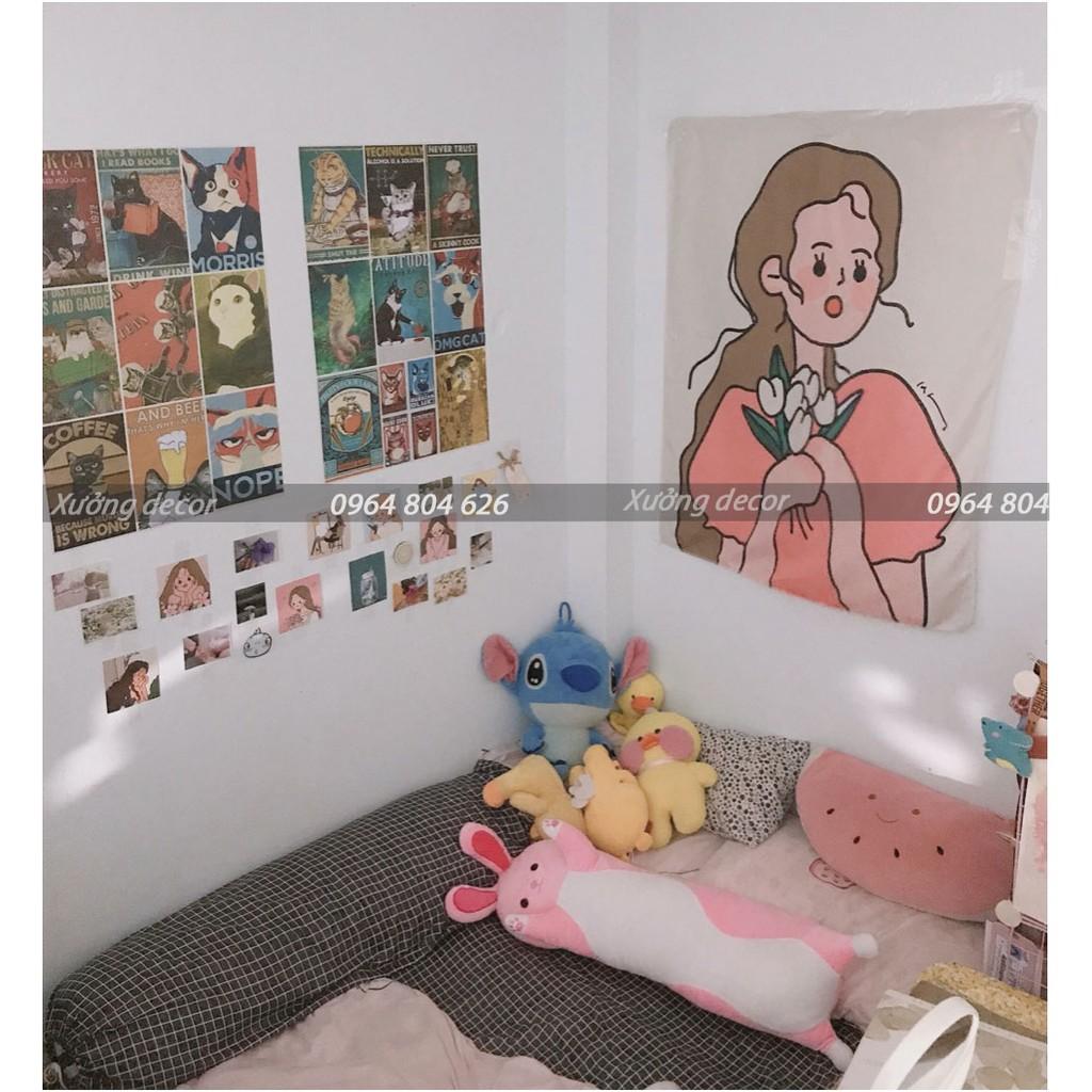 Decal poster vintage nguyên tấm hiện đại trí nội thất quầy bar, tiệm trà chanh POP.ART GIRL 1003
