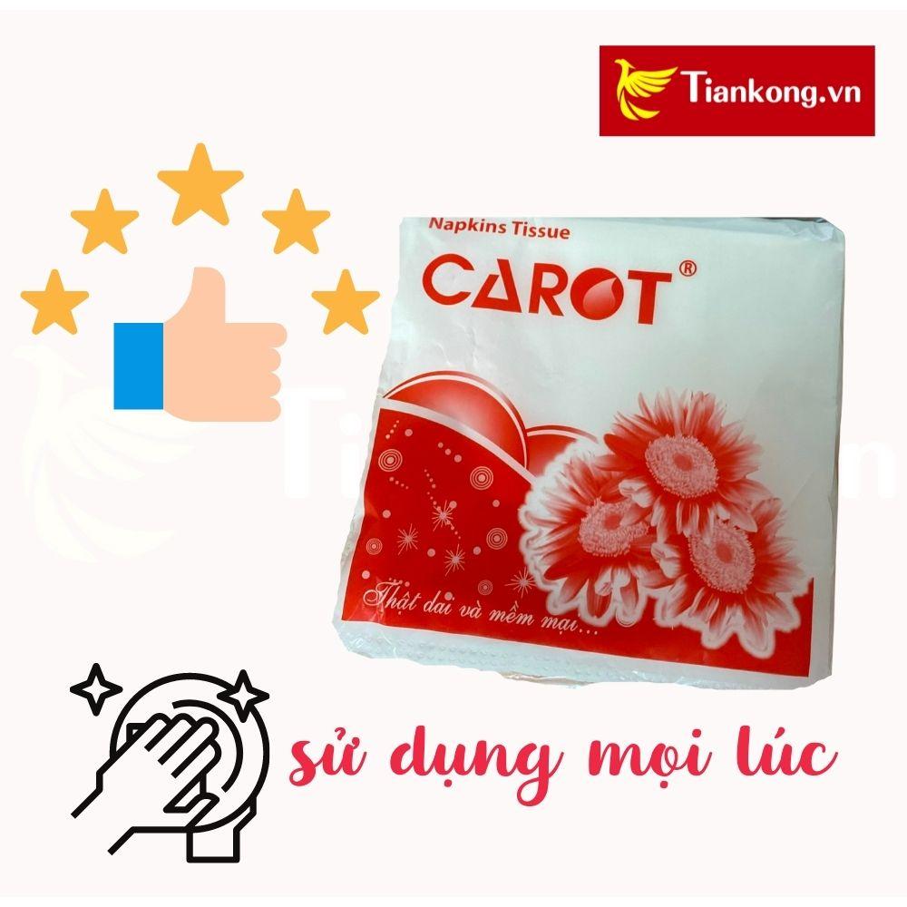 Giấy ăn vuông Carot dạng rút bịch 100 tờ đa năng tiện lợi - TIANKONG