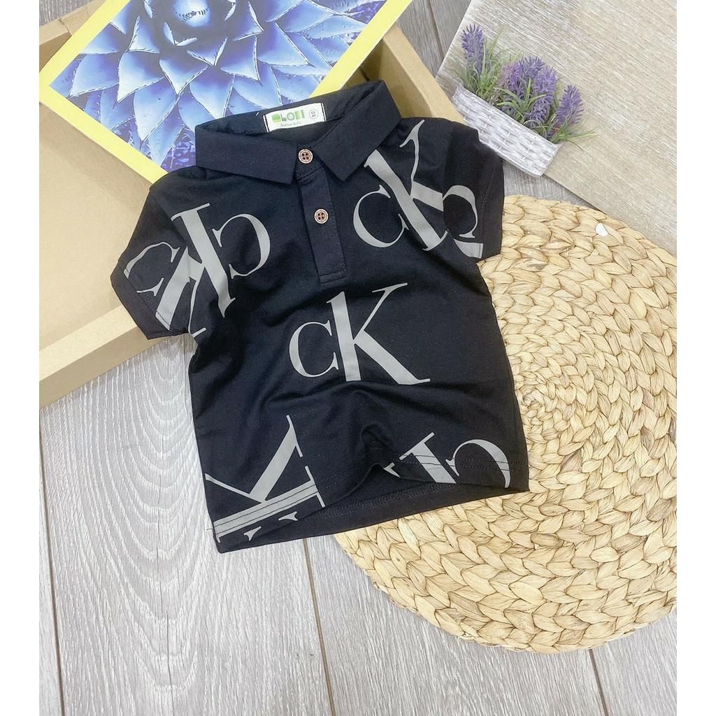 Áo thun cổ trụ cho bé trai phối đồ phong cách mặc tết đẹp size 8-35kg chất thun cotton 4 chiều mịn đẹp