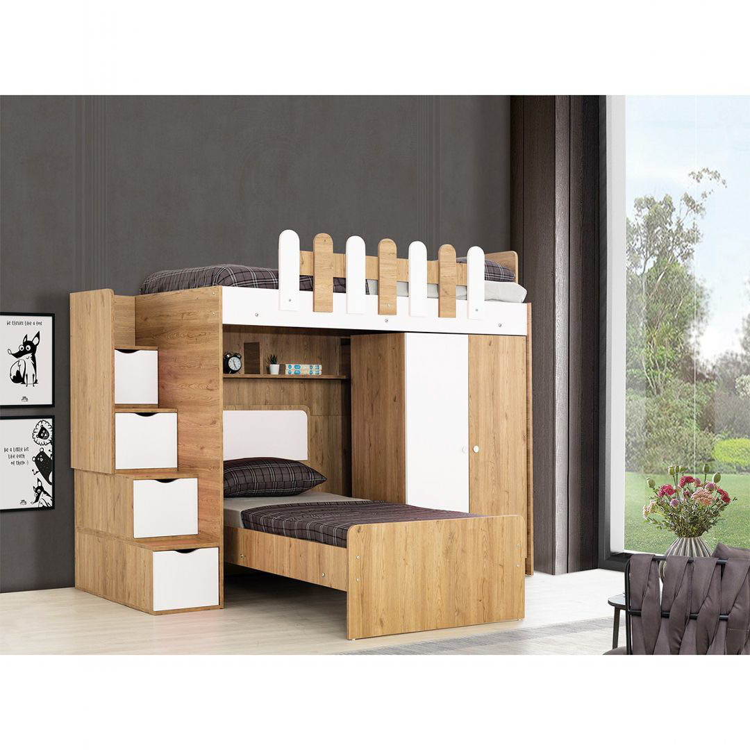 Giường gỗ 2 tầng cho bé thiết kế linh hoạt SMLIFE Sigore