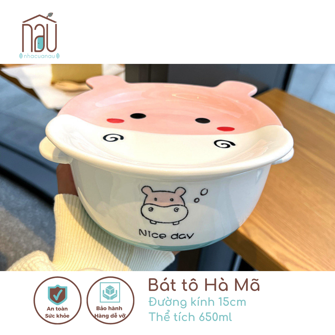 Bát TÔ sứ HAPINS mèo có nắp tiện lợi, có thể làm quà sinh nhật tặng người yêu mèo dùng an toàn cho lò nướng, vi sóng