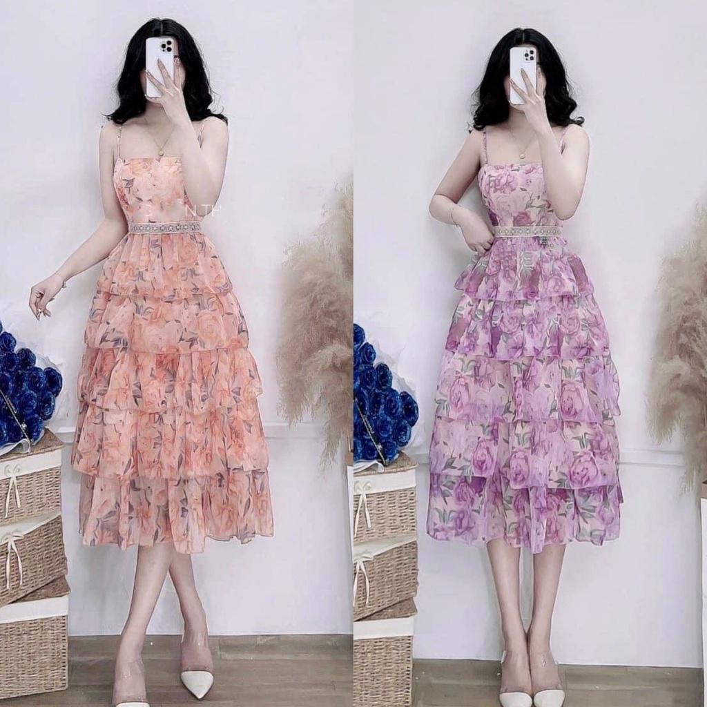 Đầm váy voan hoa kết tầng xinh xắn giúp nàng nổi bật dạo phố, dạ tiệc