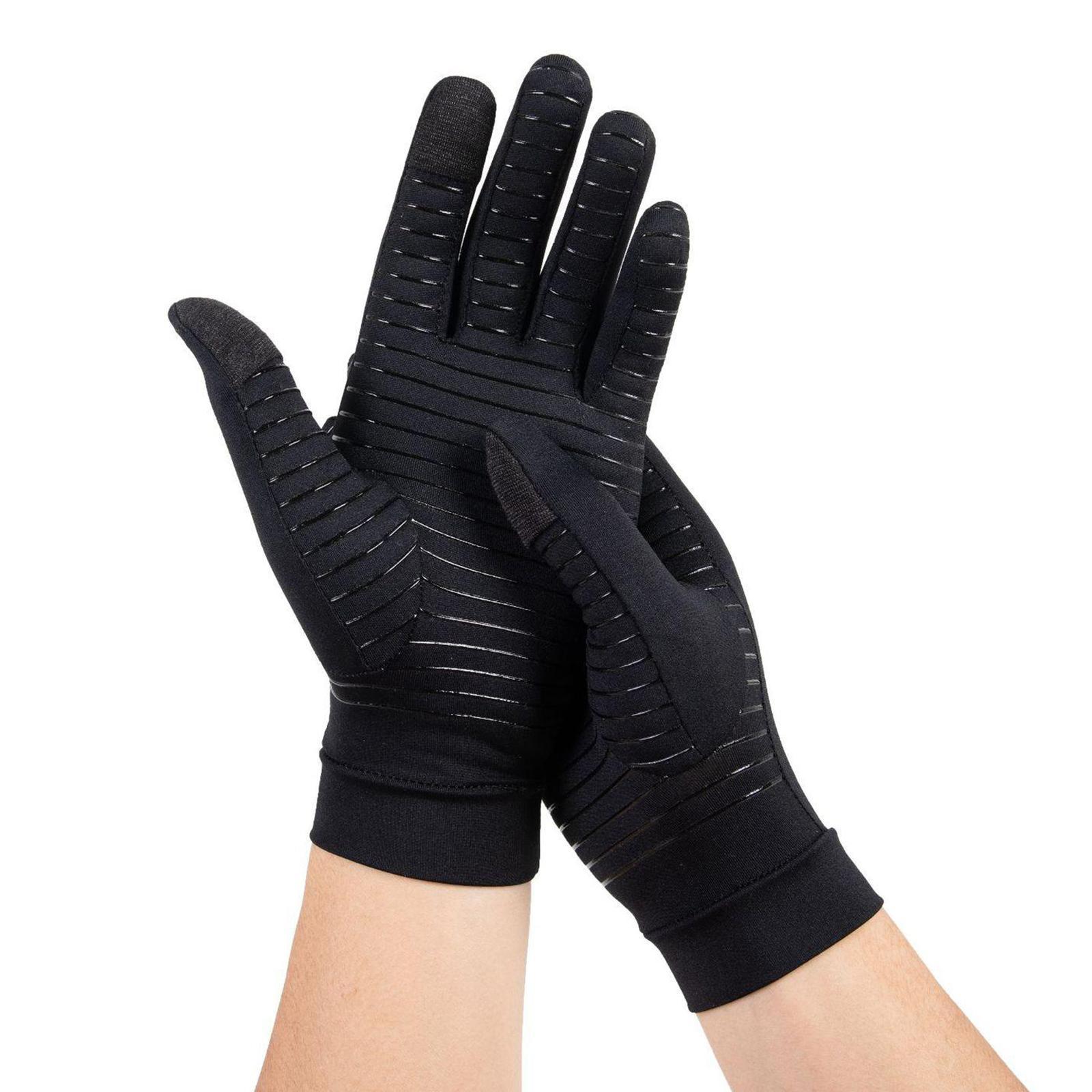 2xMens Gloves Copper Fiber Spandex Touch Screen Running Sports Winter Warm M