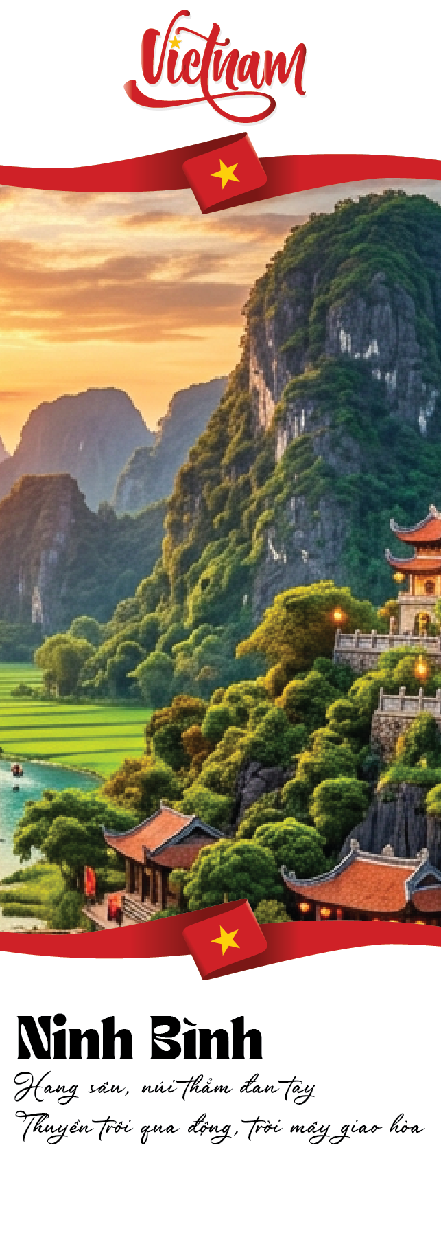 Bookmark Kẹp Sách Giấy Cứng NINH BÌNH - Tiệm Ký Ức Chill - Phụ Kiện Đánh Dấu Trang Sách Quà Tặng