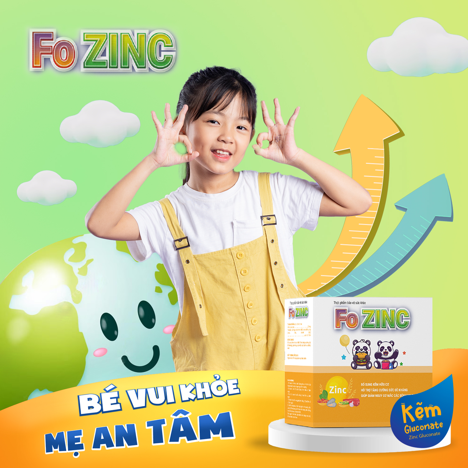 Fo Zin C Fobelife - Bổ sung kẽm hữu cơ - Hỗ trợ tăng sức đề kháng - Hộp 20 ống