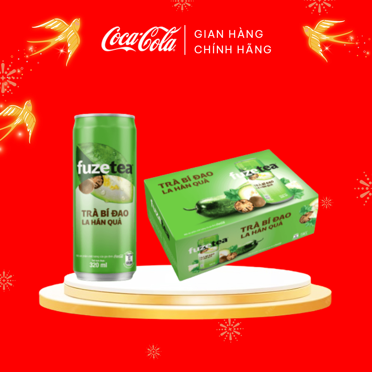 Thùng 24 lon Trà Bí Đao La Hán Quả Fuzetea Lon (320ml/lon x 24).