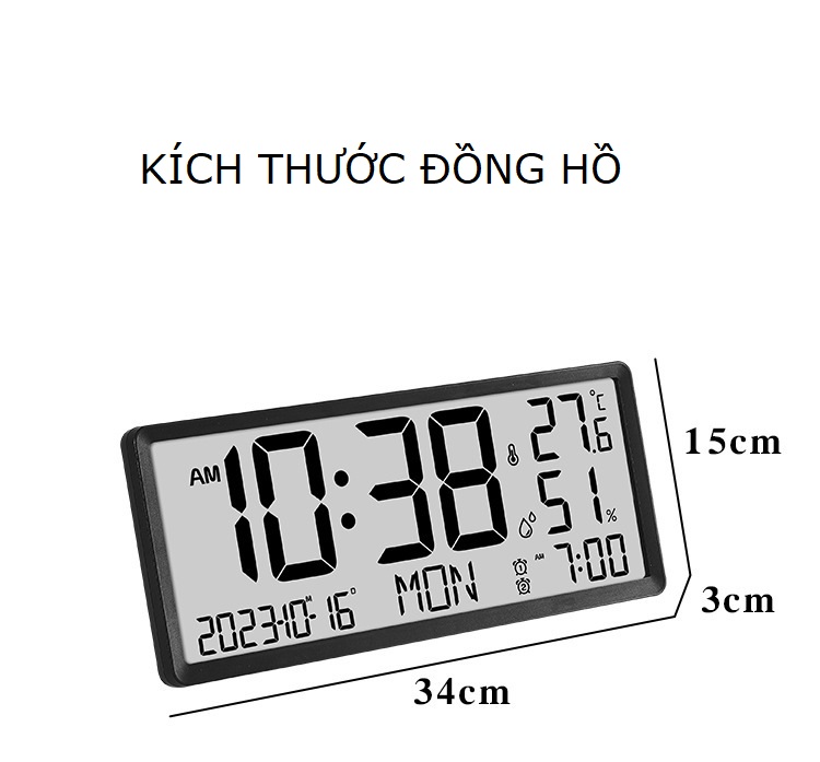 Đồng Hồ LCD Màn Hình Lớn Đa Năng Báo Thức, Nhiệt Độ, Độ Ẩm - L04