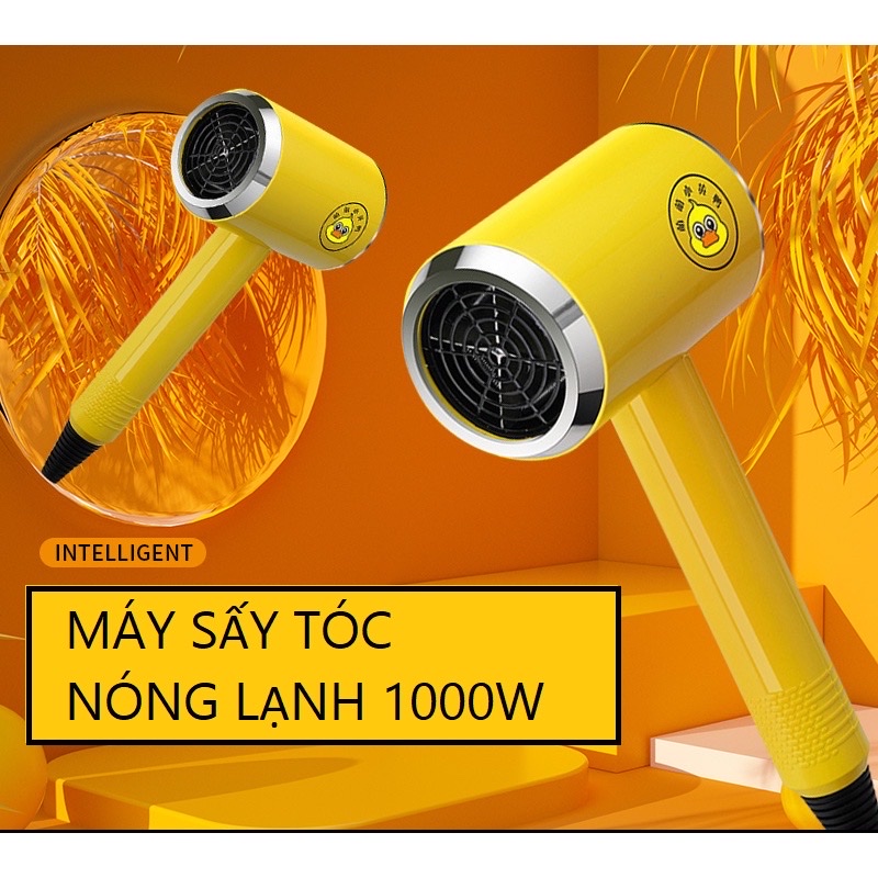 Máy sấy tóc mini  họa tiết hình con vịt vàng , công suất 1200W với 3 tốc độ  gió kèm mỏ vịt sấy