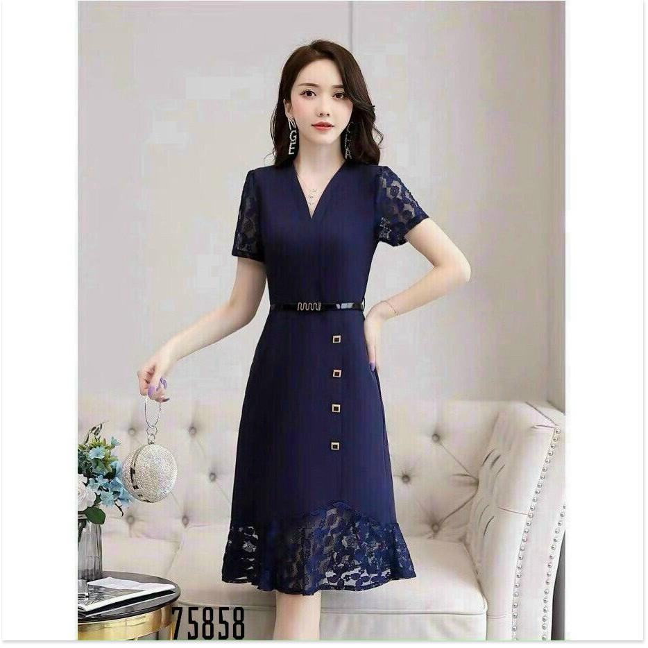 ĐẦM VOAN LỤA ÔM NỮ SIÊU XINH KÈM NỊT TÔN DÁNG CHO QUÝ CÔ THỜI TRANG LANO STORE
