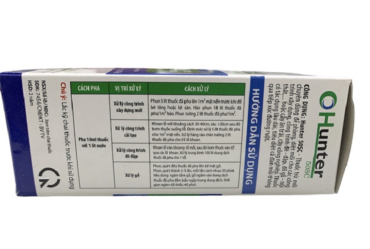 Diệt Mối Hunter 50SC Siêu Hiệu Quả - Không Mùi - Chai 100ML trên diện tích 20M2