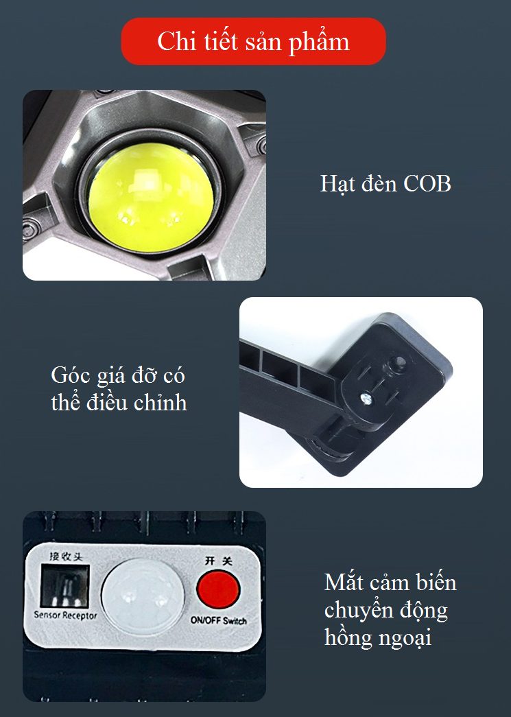 Đèn led thắp sáng ngoài trời siêu sáng có ĐKTX thông minh 24COB