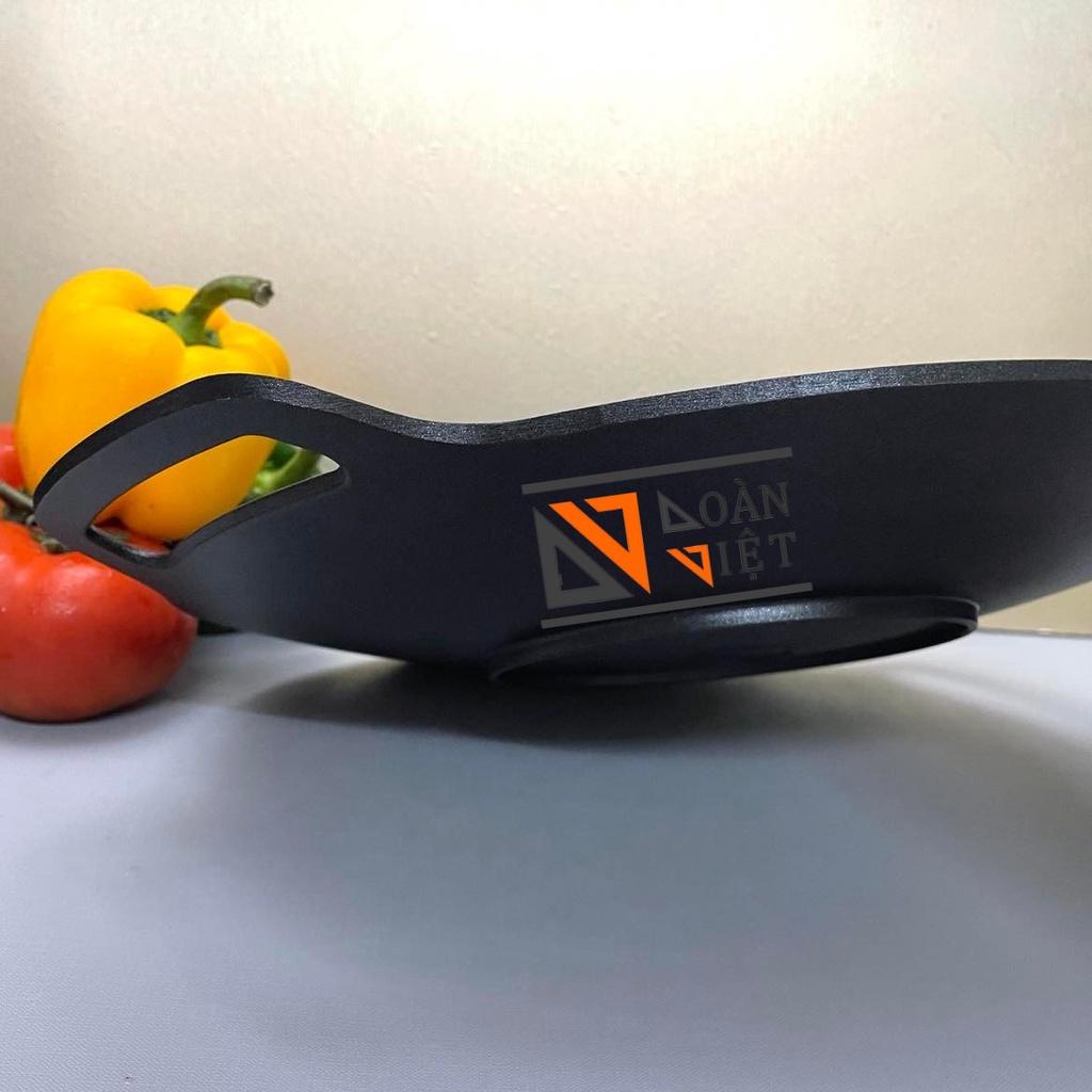 ECORAMIC-Chảo NƯỚNG CHỐNG DÍNH VÂN ĐÁ HÌNH XOẮN ỐC ,GANG ĐÚC NGUYÊN KHỐI 33cm - Phong cách Hàn Quốc, an toàn