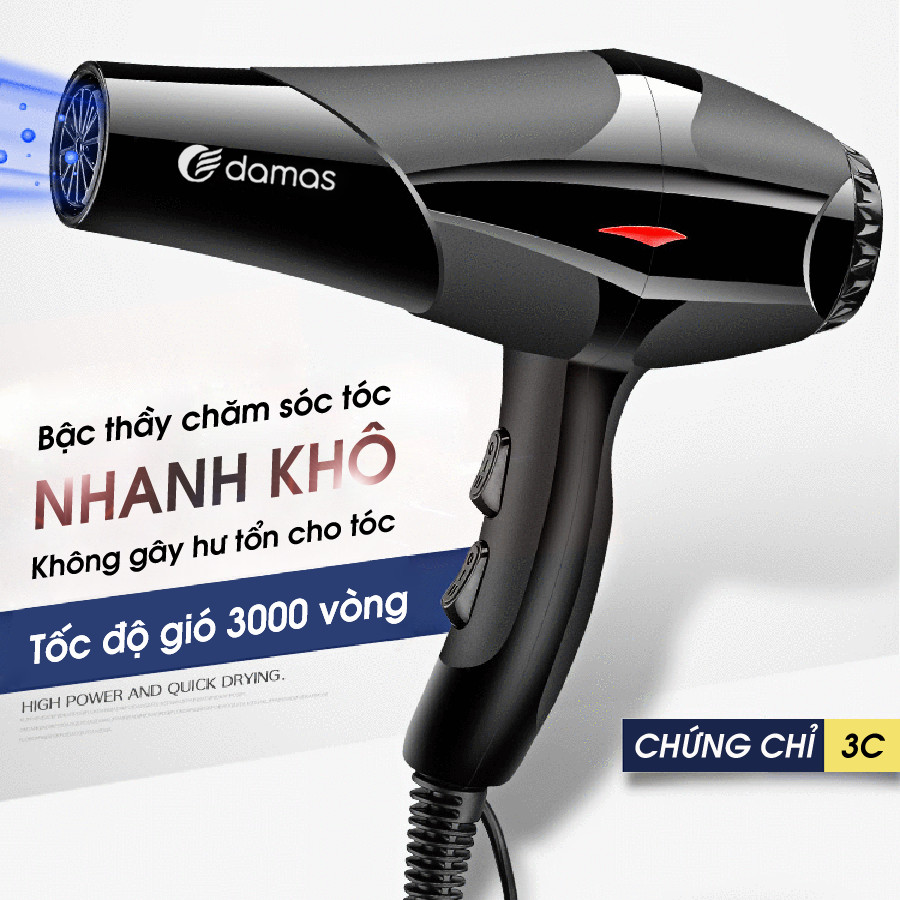 Máy Sấy Tóc Hairdryver An Toàn Và Chuyên Nghiệp - Tích Hợp Chế Độ Nóng Phù Hợp Với Người Tiêu Dùng - Thiết Kế Hiện Đại - Tạo Kiểu Tóc Salon Dễ Dàng - Hàng Chính Hãng