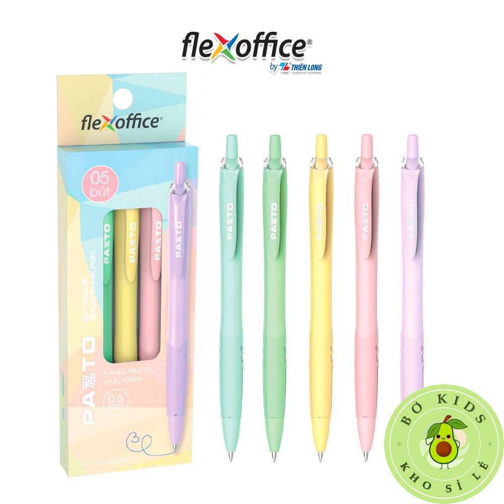 Bút gel B màu Pastel Thiên Long Flexoffice Pazto FO-GELB039/VN - Mực xanh hộp 5 cây