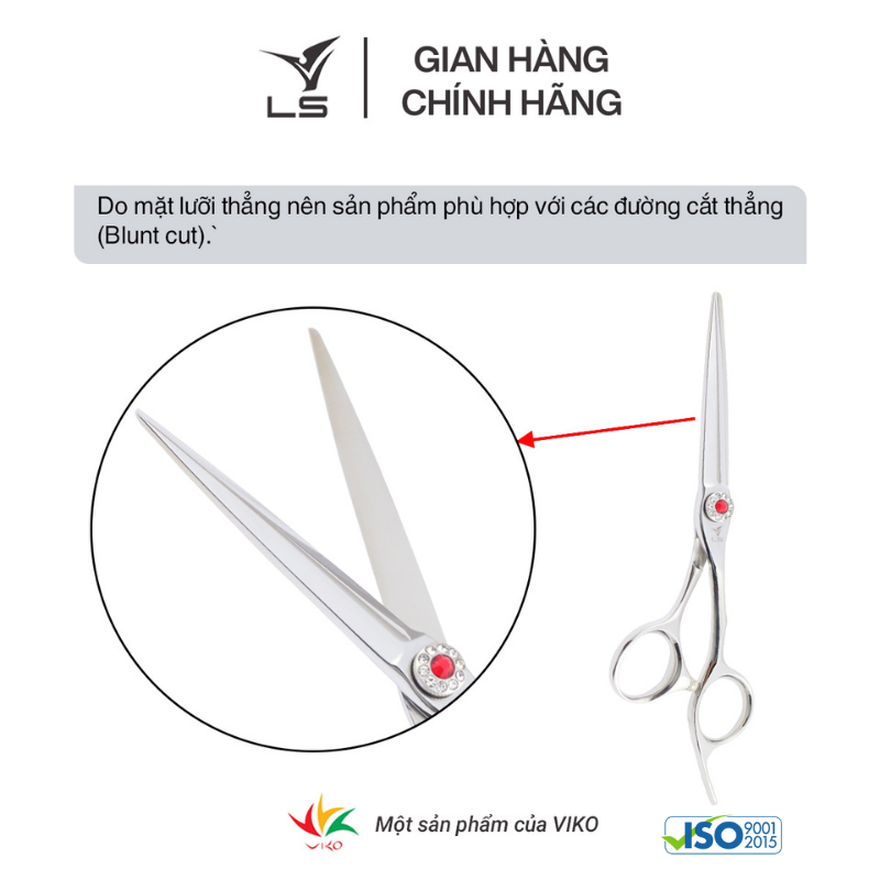 Kéo cắt tóc LS lưỡi thẳng quai offset vênh đỡ ngón cố định FA43/6.0