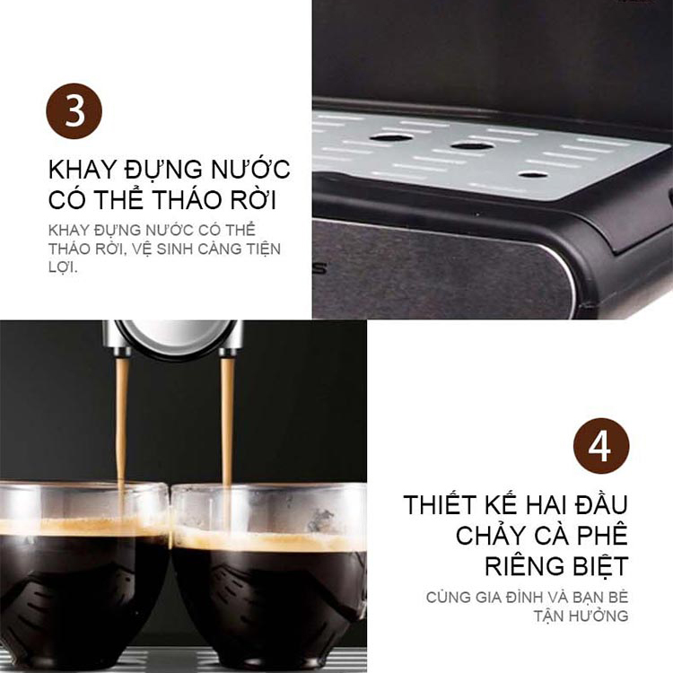 Máy Pha Cà Phê Espresso Tiross TS6211 (15bar) - Hàng Chính Hãng