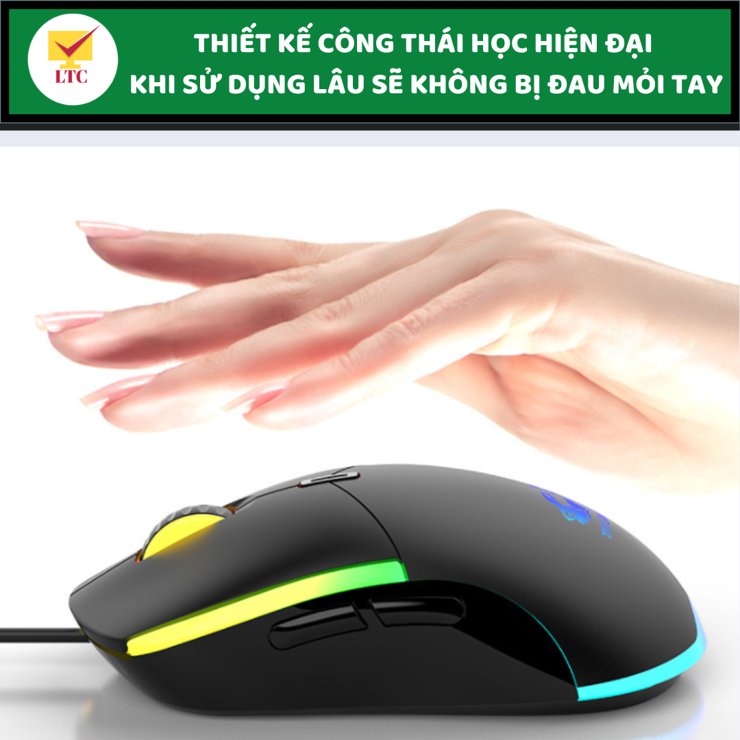 Chuột máy tính gaming có dây LTC V7 PRO 2022 cao cấp có đèn led RGB 7 màu cực đẹp, tương thích máy tính, Pc, Laptop-Hàng Chính Hãng