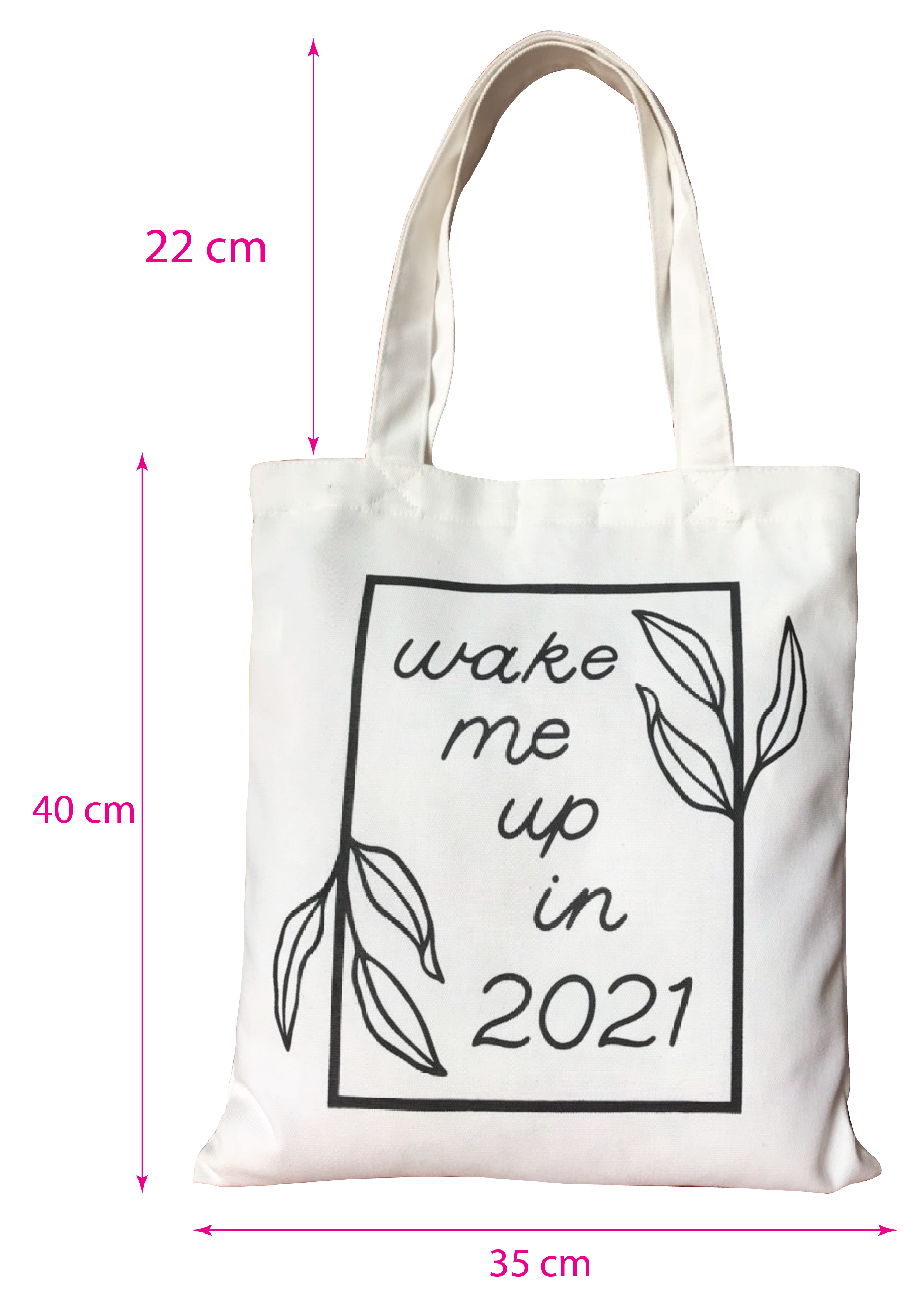 Túi Tote Thời Trang Nữ Vải Bố Canvas Màu Trắng Tinh Dạng Quai Xách In Wake Me Up In 2021 Có Nút Bấm Trên Miệng Và Ngăn Phụ Trong – Mẫu Hot Trend